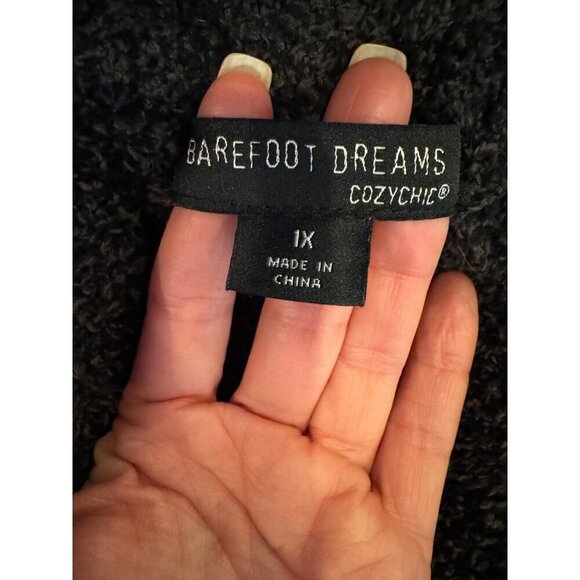 Barefoot Dreams Sweater Women 1X‎ Black CozyChic Knit Cali Open Cardigan - Picture 8 of 11